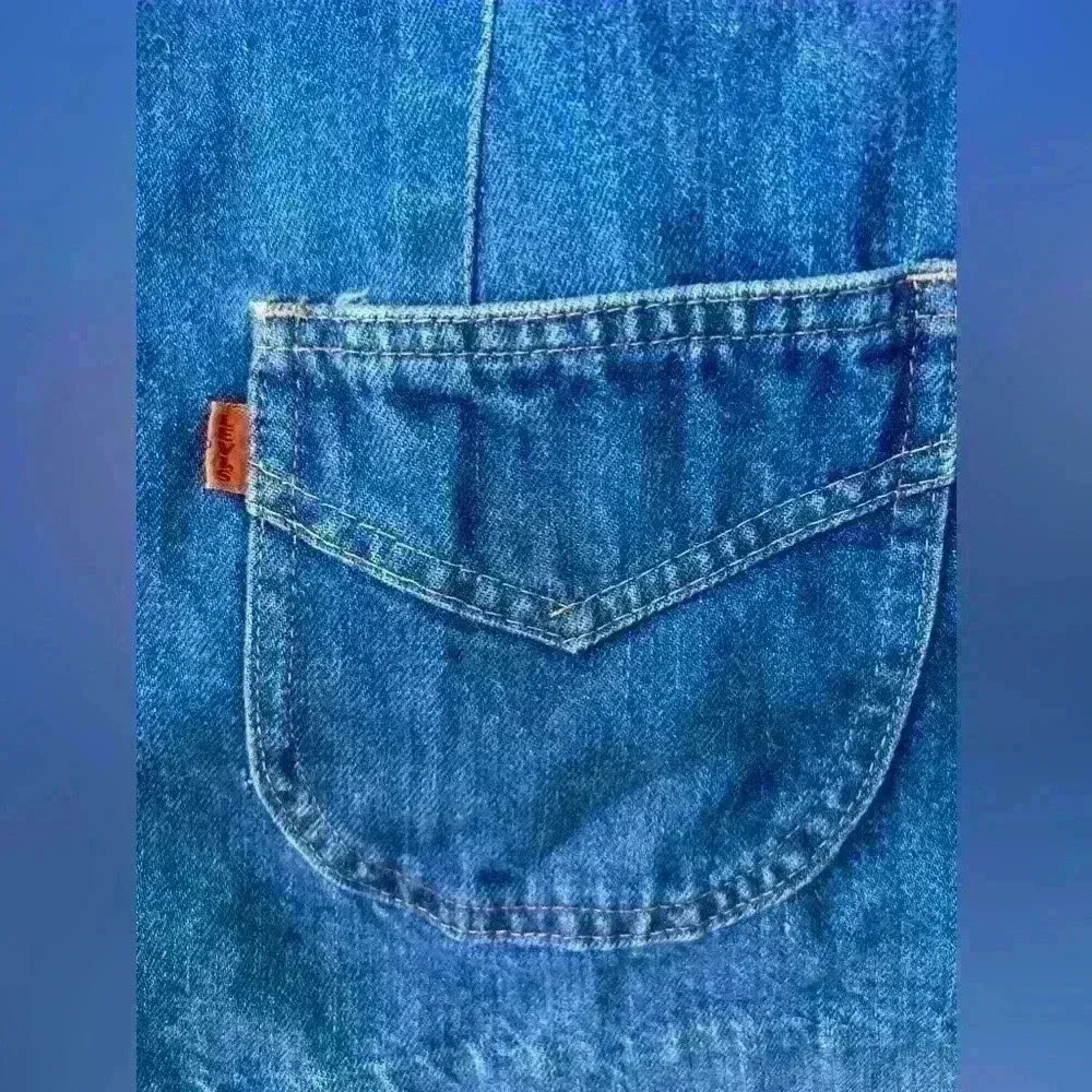 Vintage Levi Strauss & Co Levi’s Denim Jeans Jacket Blazer Orange Label Big E - Image 3