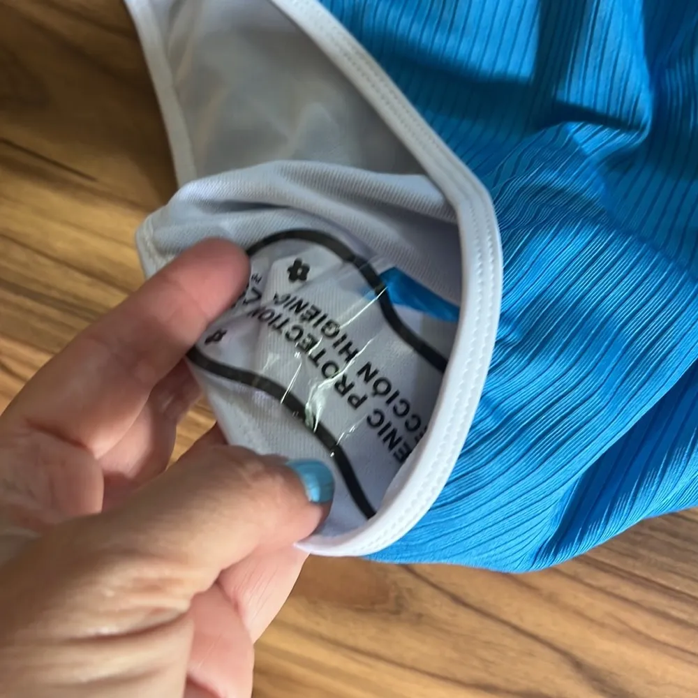 Blue and White One Piece Swimsuit Size XL - Image 3