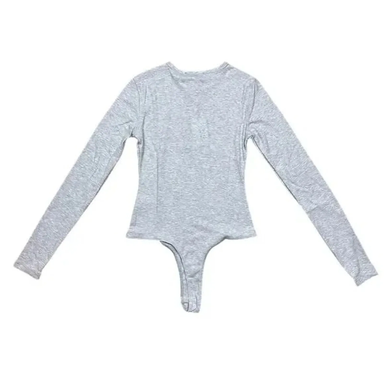 NWT Weworewhat Longsleeve Crewneck Henley Bodysuit Buttons XXS Heather Grey - Image 6