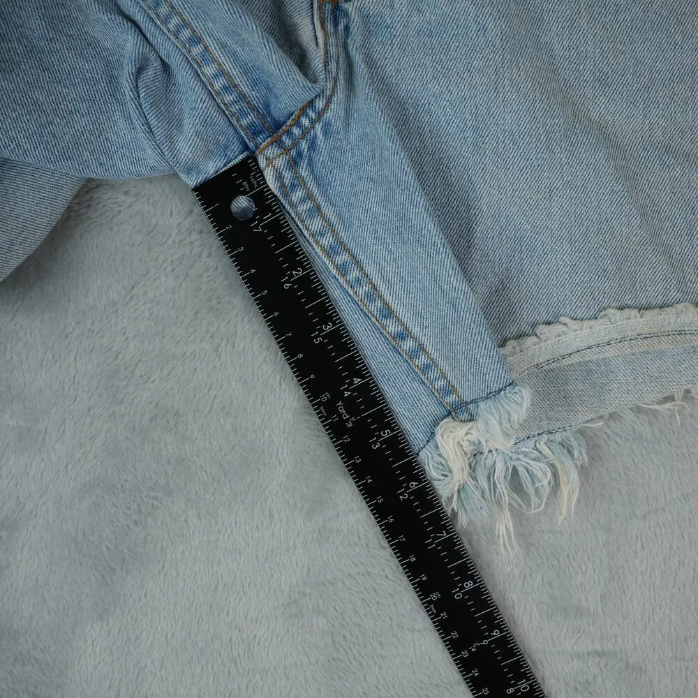 Vtg 95' Levis 555 Shorts Mens Womens 33x6 Blue Cut Off Raw Hem Bootie Hot Pants - Image 12