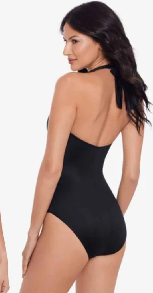 New! Miraclesuit Rock Solid Black Utopia One Piece Swimsuit in Black Sz 16 $188 - Image 1