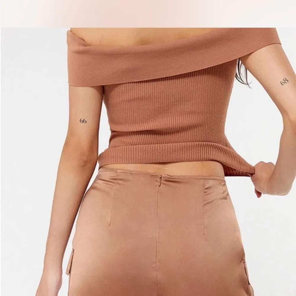 NWT Pacsun Satin Cargo Tan Skirt - Image 2