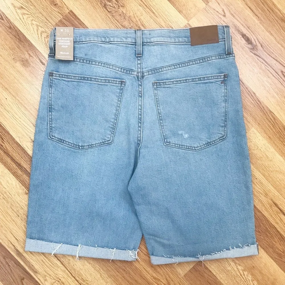 MADEWELL The Perfect Vintage Straight Jean Shorts Midi Bermuda Size 31 New‎ - Image 2
