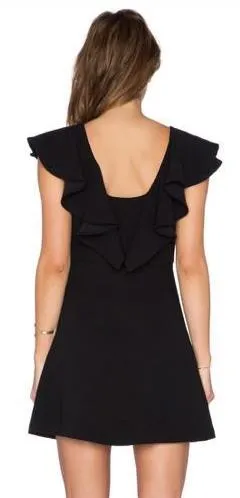 BCBGeneration Black Ruffle V-back Dress - Image 3