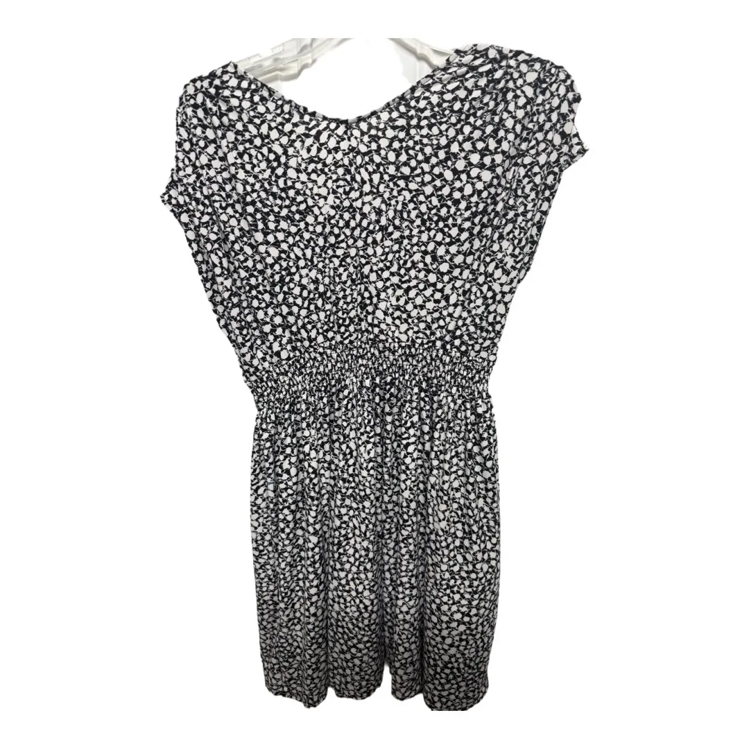 Daisy Fuentes Black White VNeck Short Sleeve Dress Size Large Spackle Print - Image 4