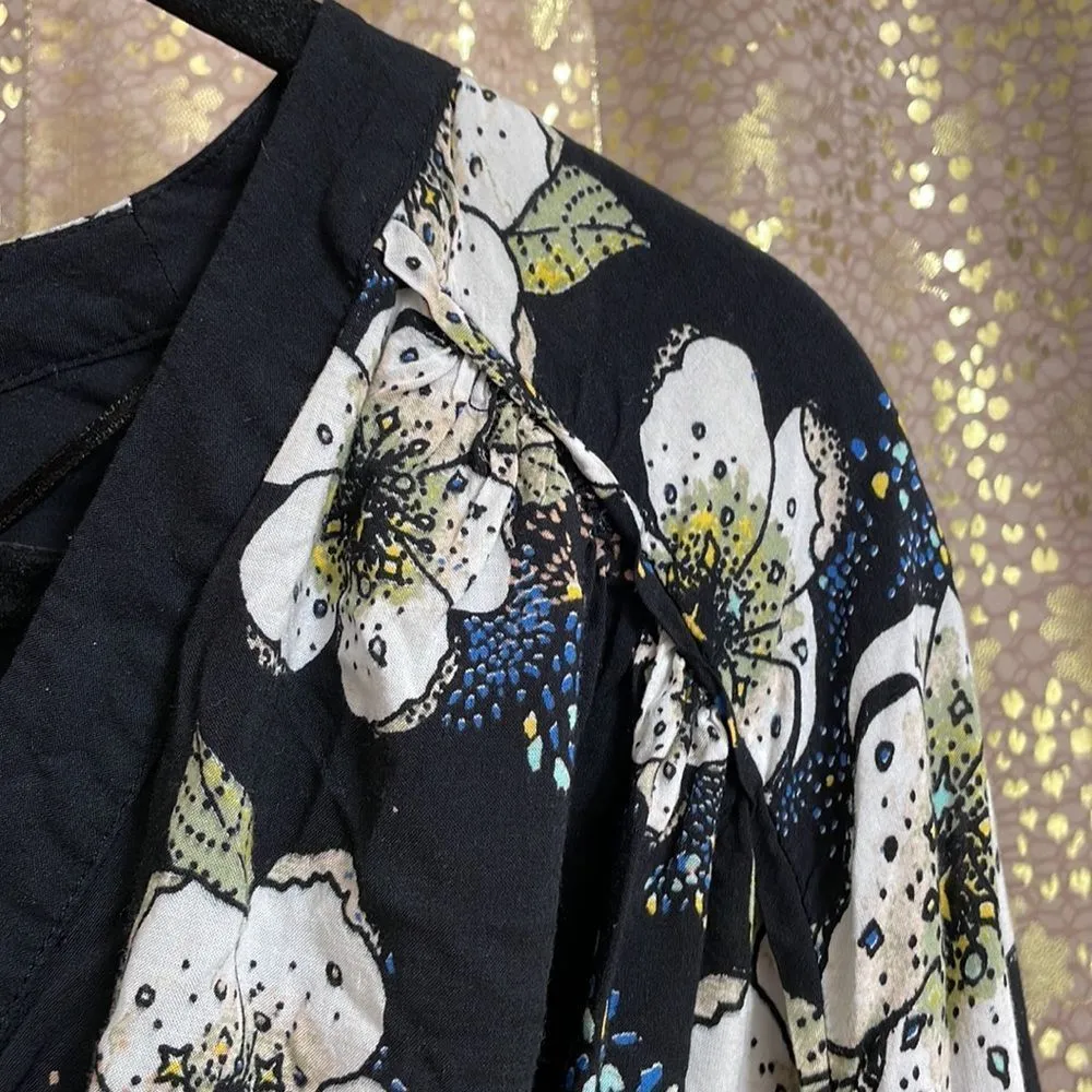 Free People black floral Tuscan Dreams top, size XS - Image 6