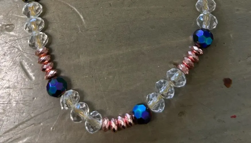 Erimish clear, iridescent blue, gold-tone 2/3 MM glass beads bracelet - Image 3