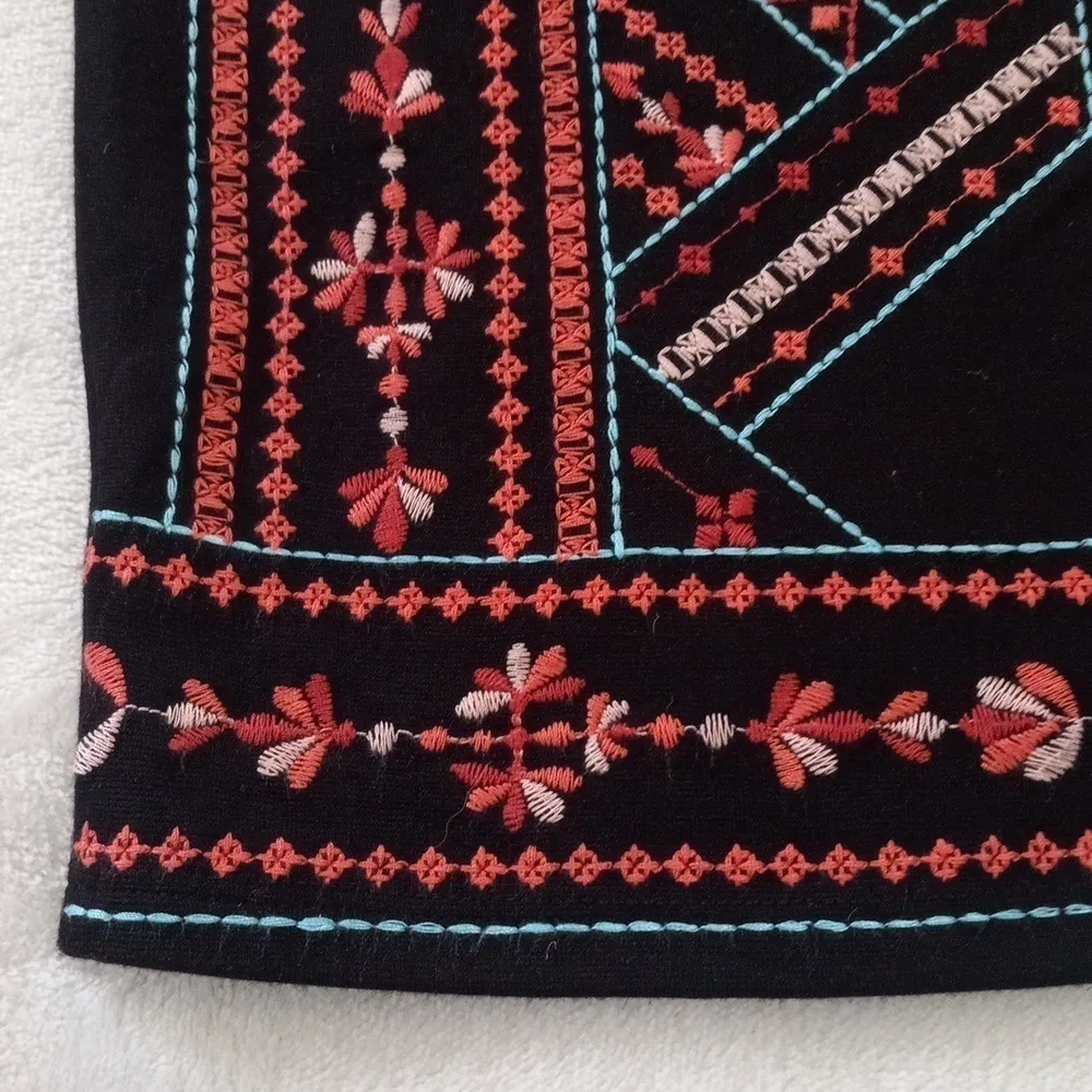 Torrid Black and Multicolored Embroidered Ponte Knit Stretch Pencil Skirt - Image 14