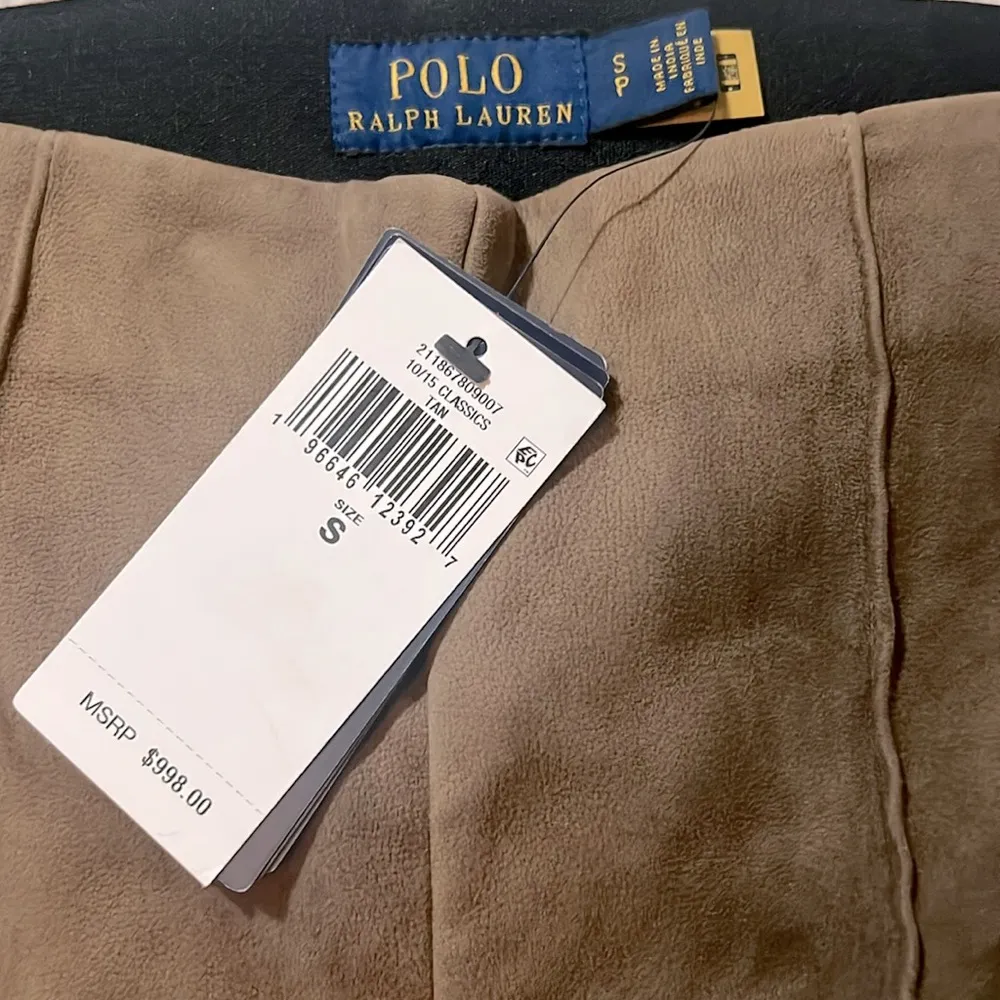 Polo Ralph Lauren Paneled Suede Leggings in Tan, Size S, NWT Retail $998 - Image 9