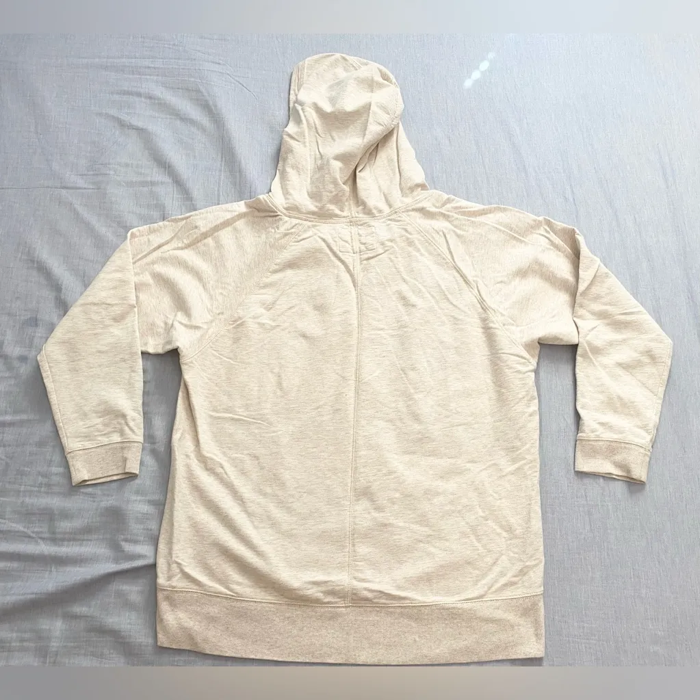 DKNY Jeans Womens Hoodie Cream Blue Striped 100% Cotton Pullover - Size Xl - Image 2