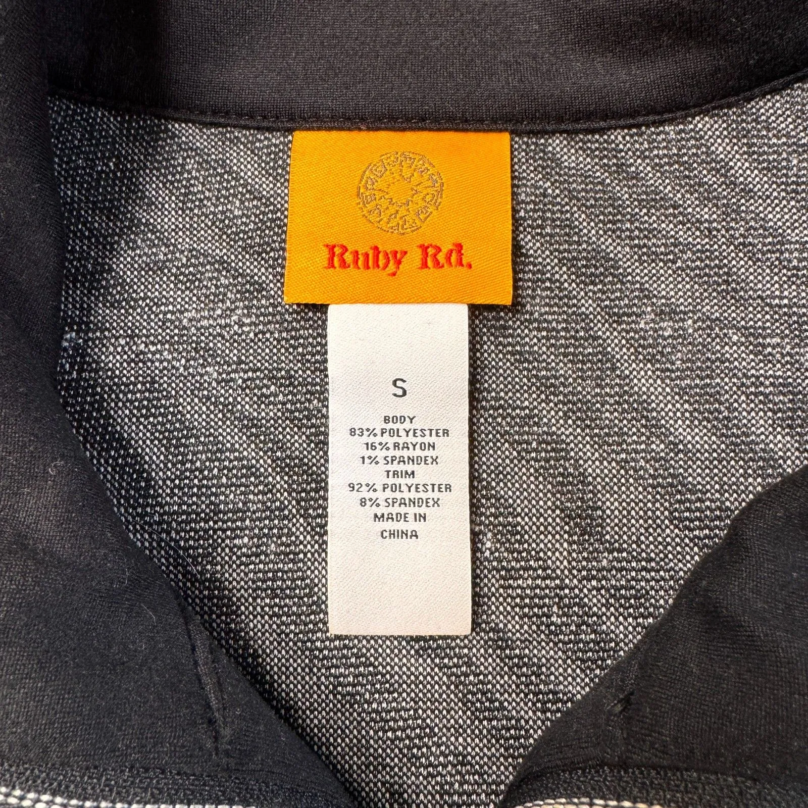 Ruby Rd Sweater Women's‎ Small Zebra Animal Print 3/4 Zip Long Sleeve Pullover Black - Image 4