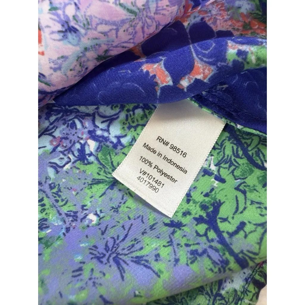 Coldwater Creek Blouse Womens Small Multicolor Blue Green Floral Sleeveless Top - Image 6