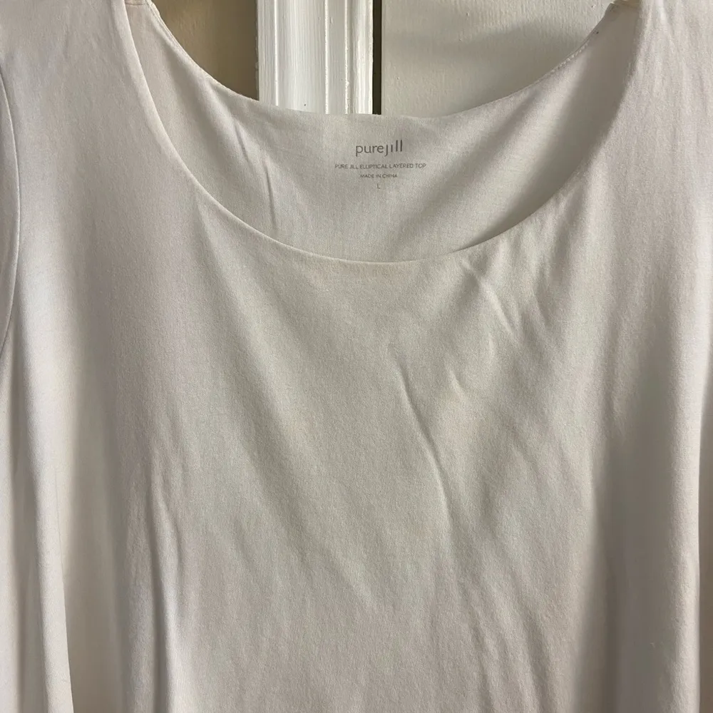 J Jill pure Jill‎ elliptical layered white top layered Large - Image 3