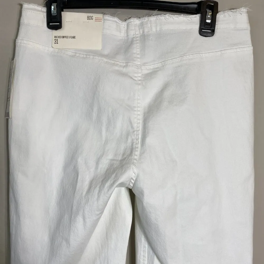 NWT Urban Outfitters BDG Ruched V-Front Flare Jeans Women's 31 White Low Rise - Image 13