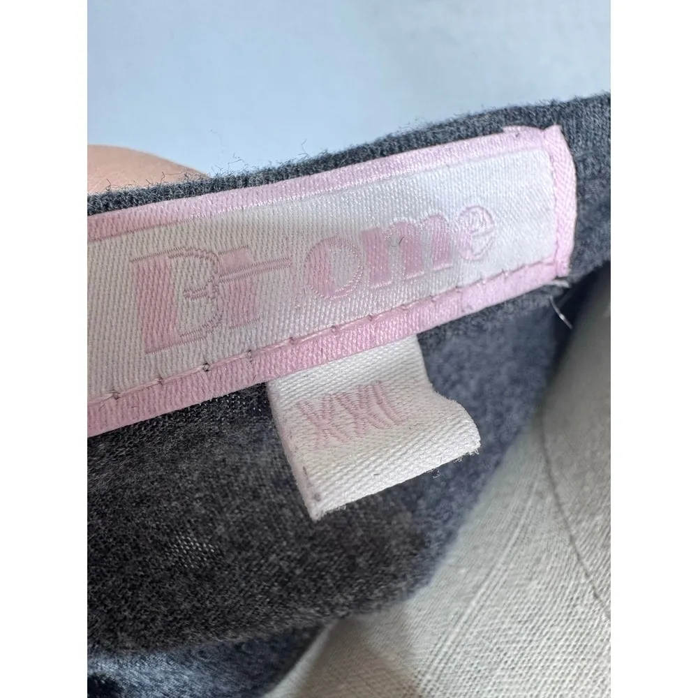 BHome Gray Raglan Striped Leopard Long Sleeve Crewneck Ruched Tunic Top Size XXL - Image 6