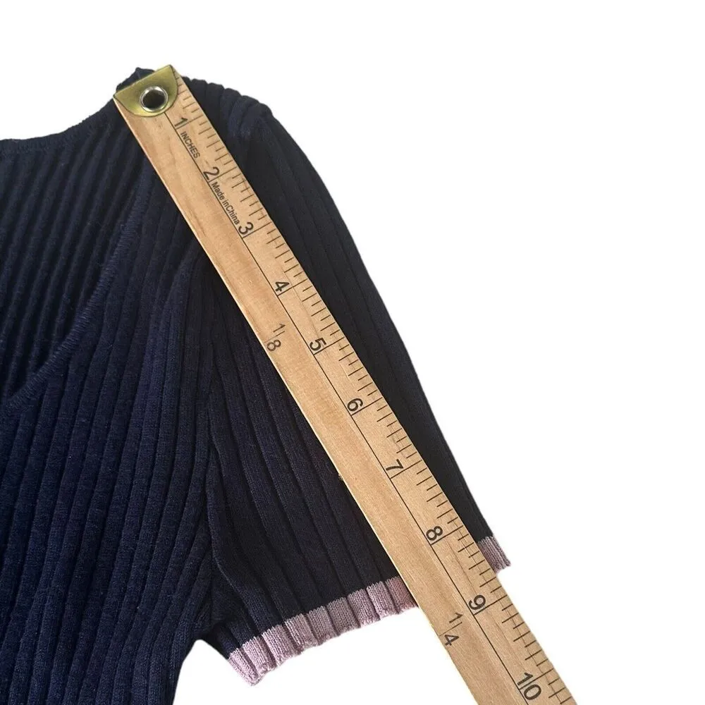 Lulus Ribbed Knit Crop Top Size S‎ Blue Baby Tee Striped Minimalist Soft Girl - Image 12