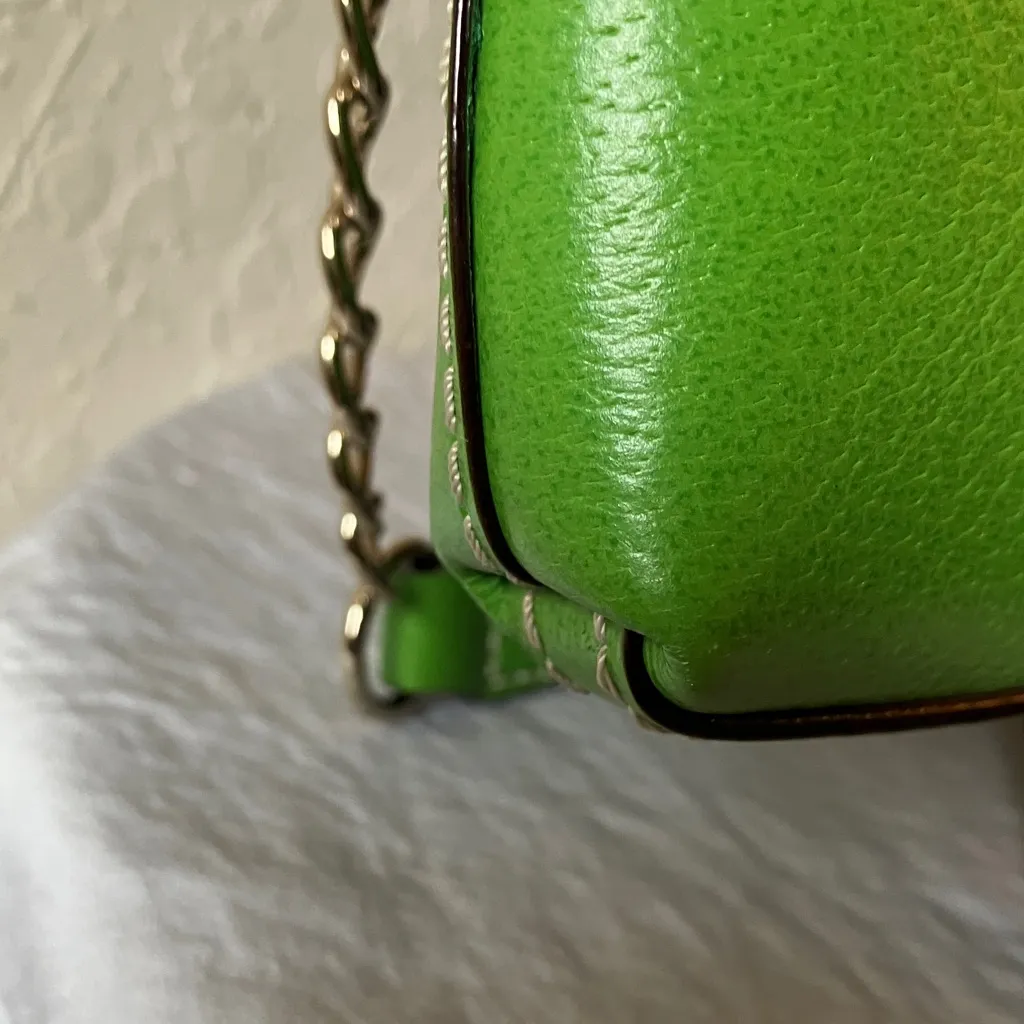 Kate Spade: Wellesley Green Leather Chain Bag- Gold Tone- Shoulder Bag - Image 12