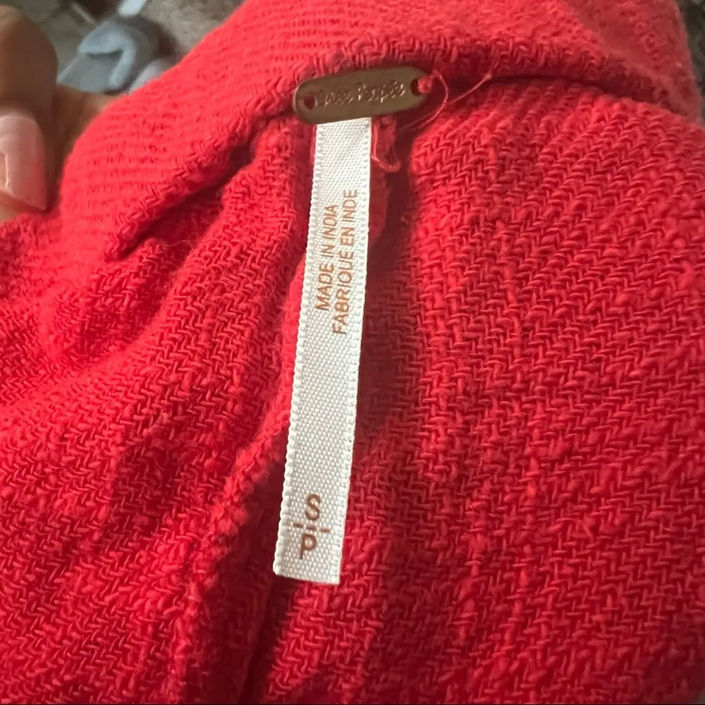 Free People Boho Shorts Frayed Hem Pull-On Red Size S - Image 4