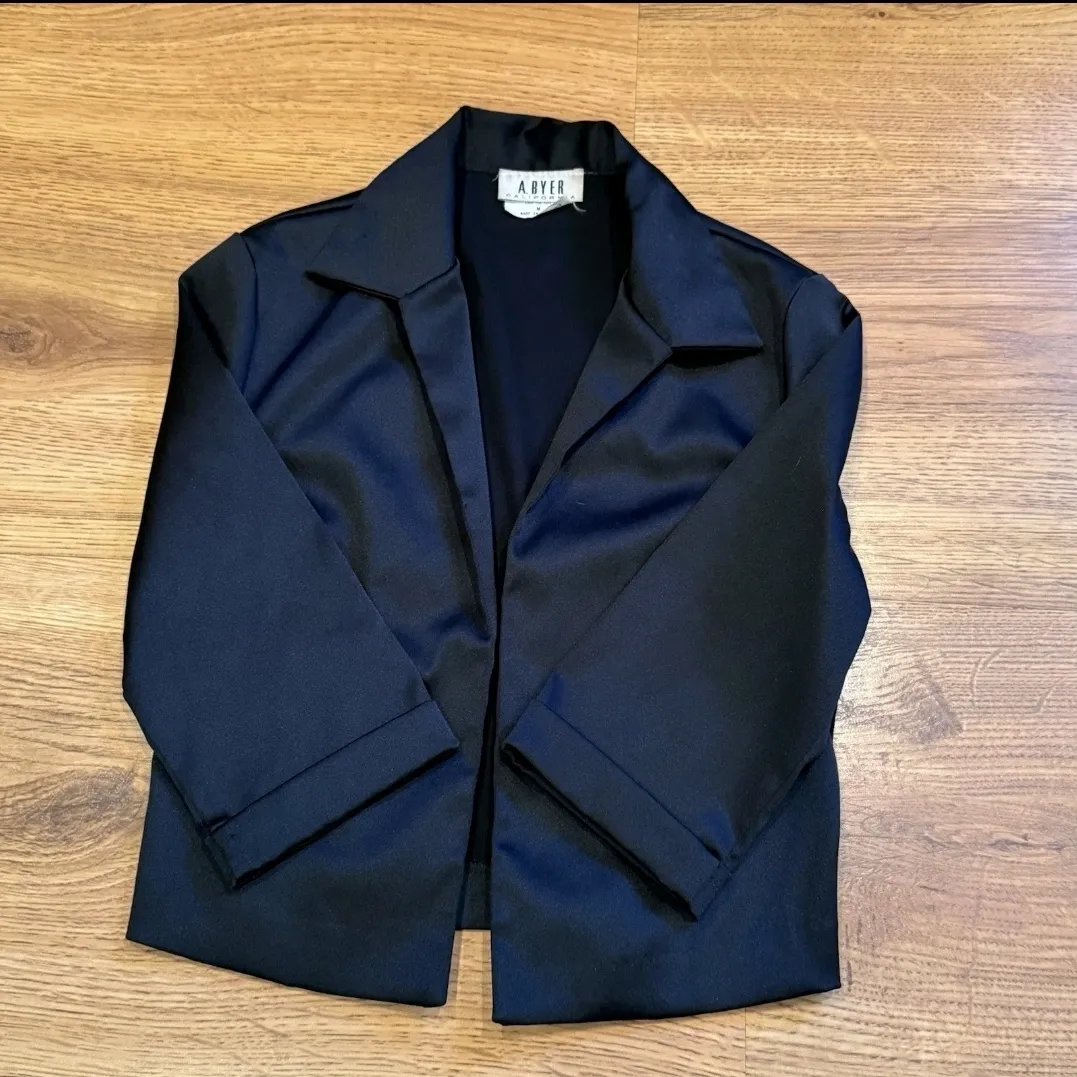 A Byer Women’s Sz M  Solid Black Blazer Career Casual Preppy - Image 4