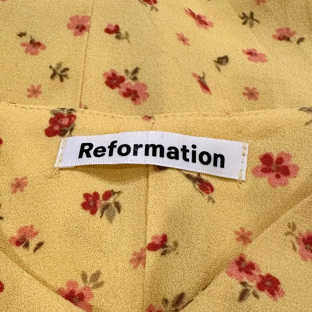 REFORMATION Crimini Yellow Floral Gwen Midi Slip Dress Size 8 - Image 8