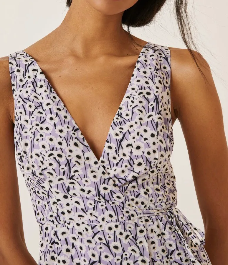 High-Low Floral Wrap Midi Dress, Size XS - Image 4