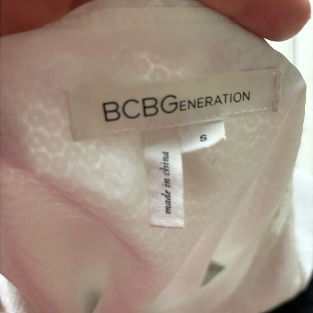 Bcbg Generation Black White Sequin Dress Ruched Size Small Short Sleeves - Image 7