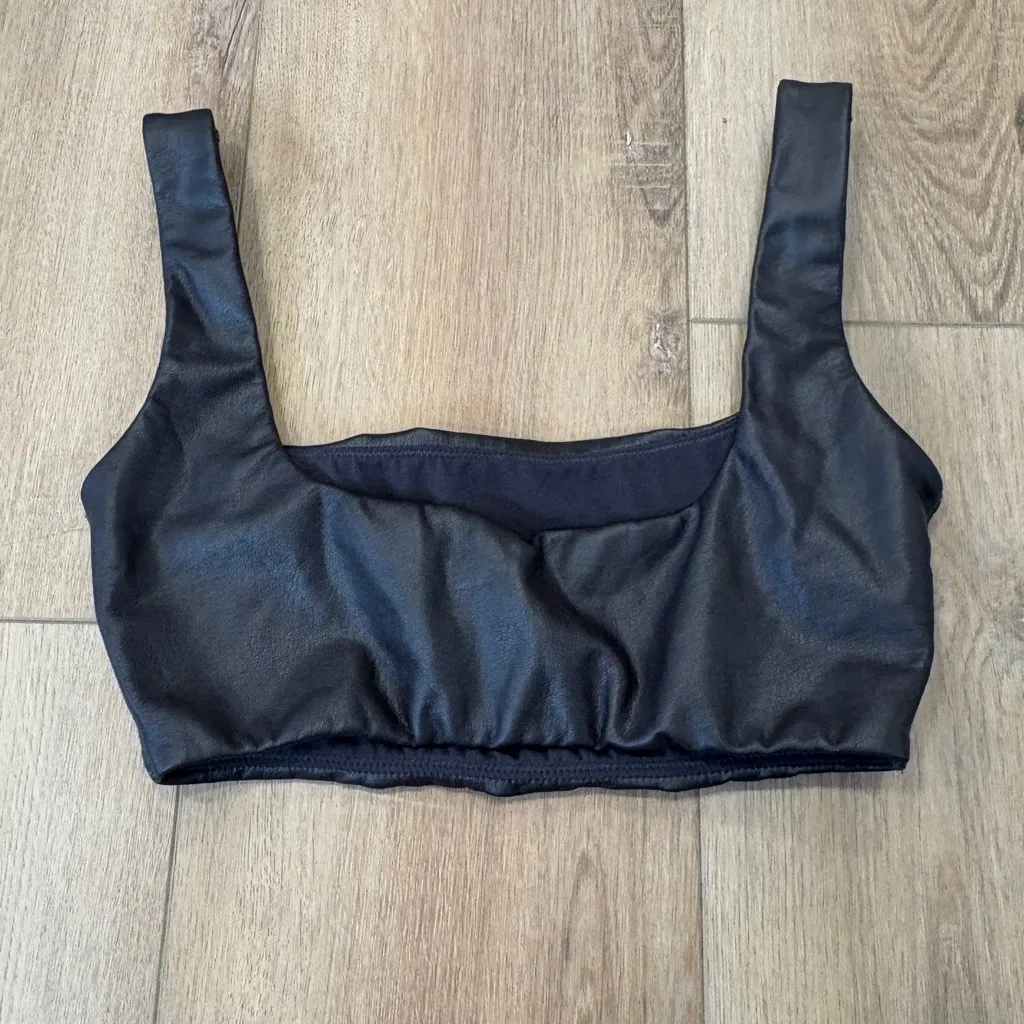 🌟SKIMS🌟 FAUX VEGAN LEATHER BRA TOP CHOCOLATE BROWN SOOT SZ S - Image 5