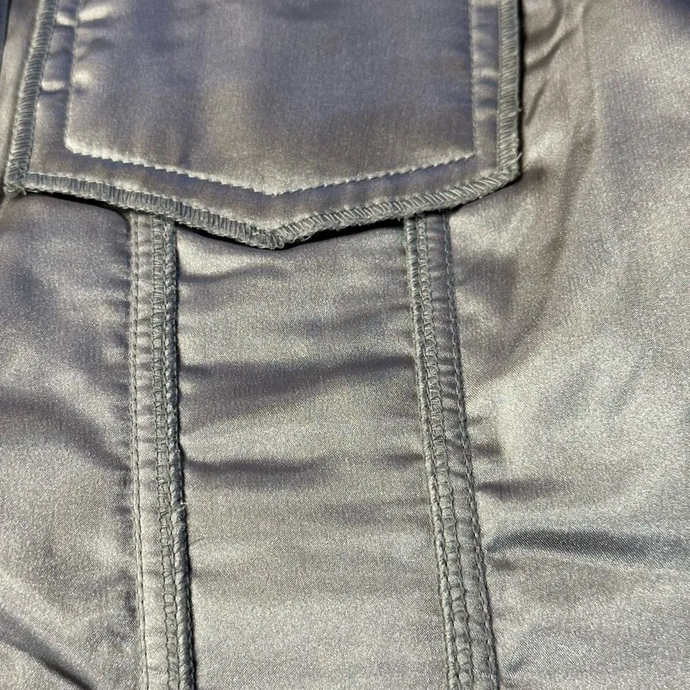 Susan Bristol Women's Size M Silver Quilted Snap Closure Blazer Jacket Metallic - Image 11