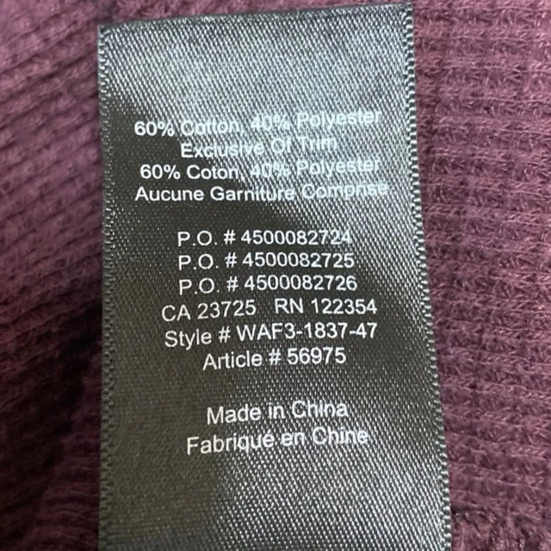 Aritzia Tna Purple Waffle Knit Long Sleeve Hooded Hoodie Sweater Sweatshirt Sz M - Image 4