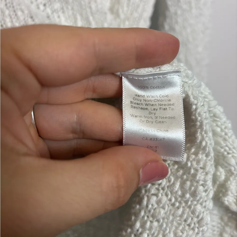 Talbots White Bubble Knit 100% Cotton Popcorn Textured V-neck Sweater - Image 8