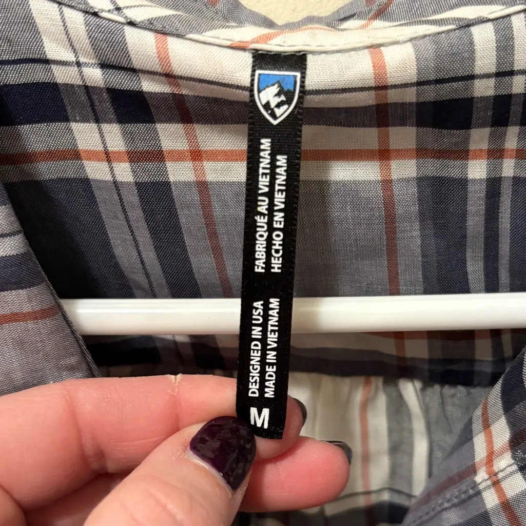 Kuhl Kamilia lightweight button down‎ plaid sz medium Gray - Image 2