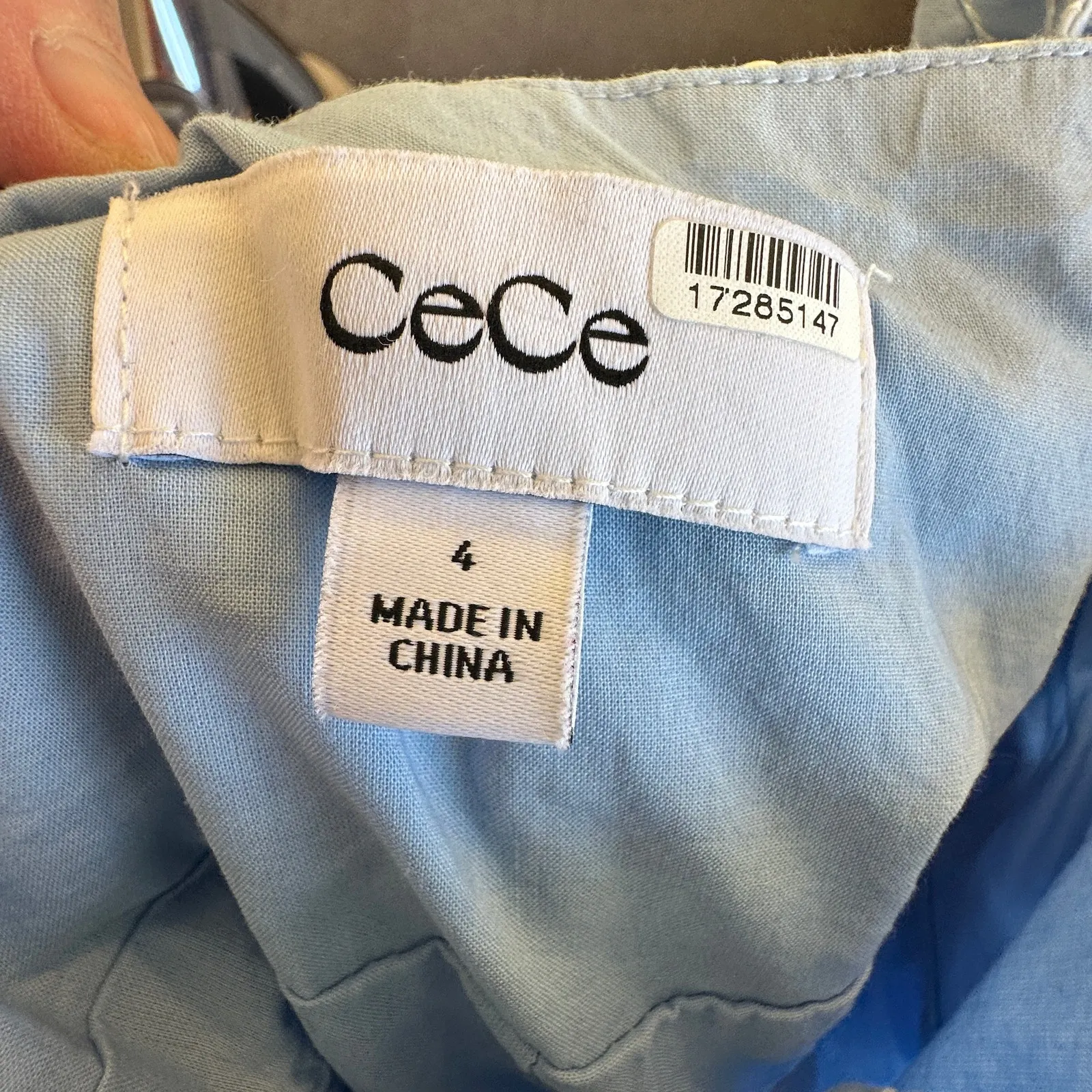 CeCe Blue White Eyelet Pants Size 4 Ankle Wide Leg Belted Cotton Vacation $119 - Image 11