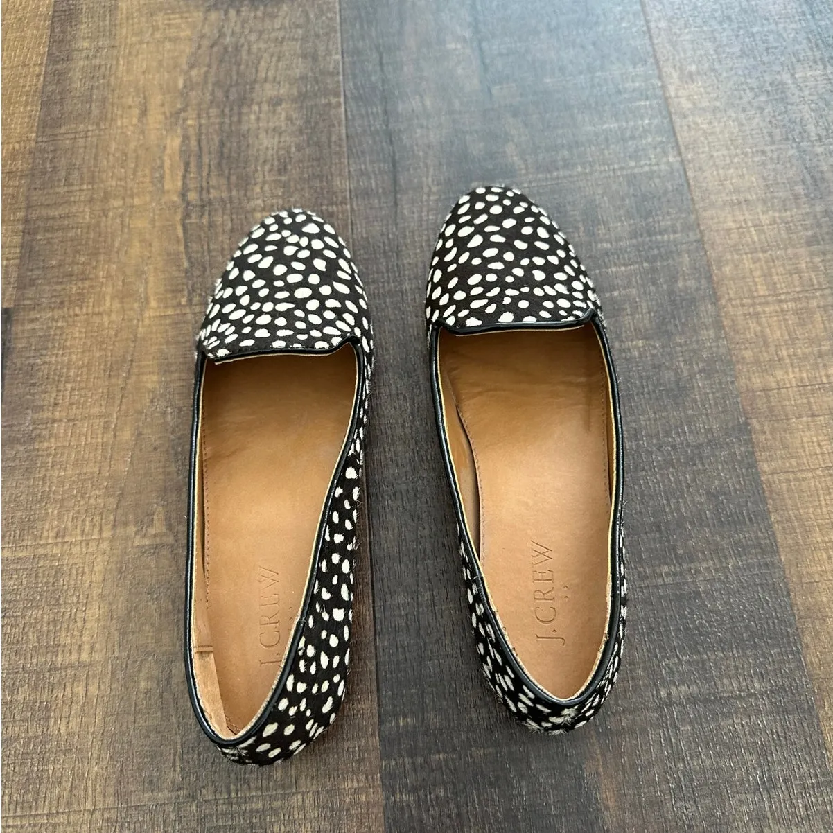 J.Crew Calf Hair Doe Animal Print Loafers Flats Size 7 Brown - Image 2
