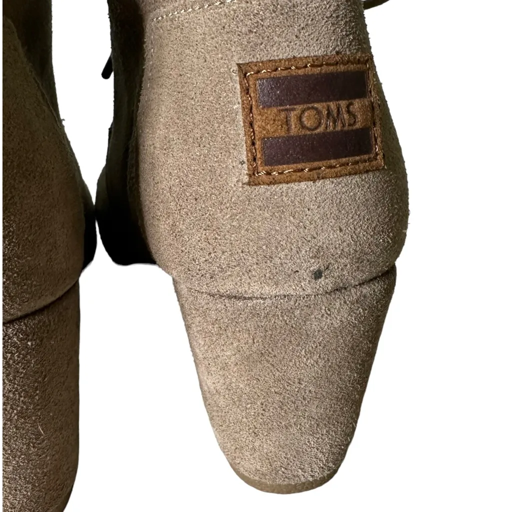 TOMS Ankle Booties Suede Leather Lace Up Wedges Women's Shoes‎ Size 8 - Image 9