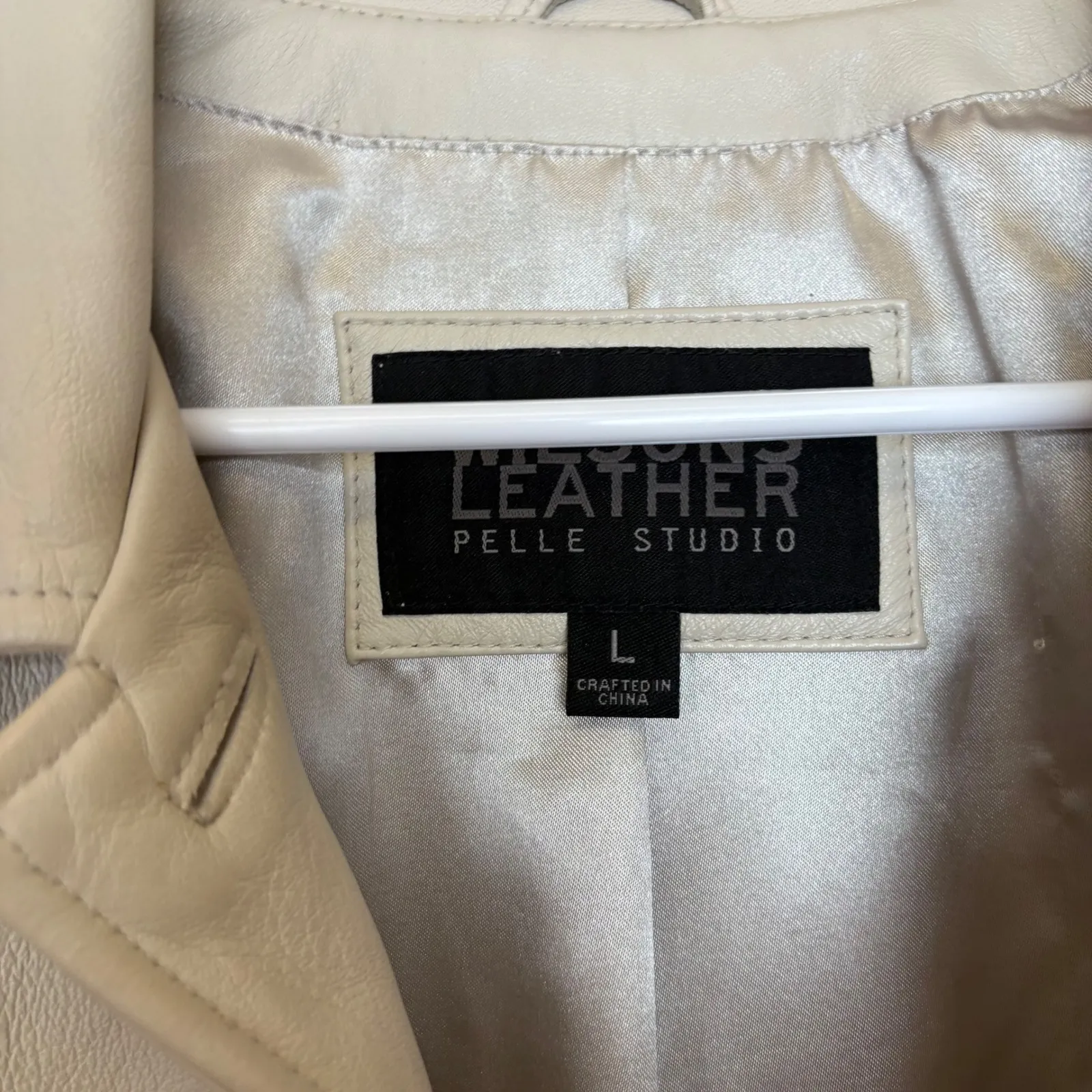 Wilson Leather Beige Genuine Leather Button Front Jacket Coat Women's L Size L - Image 2