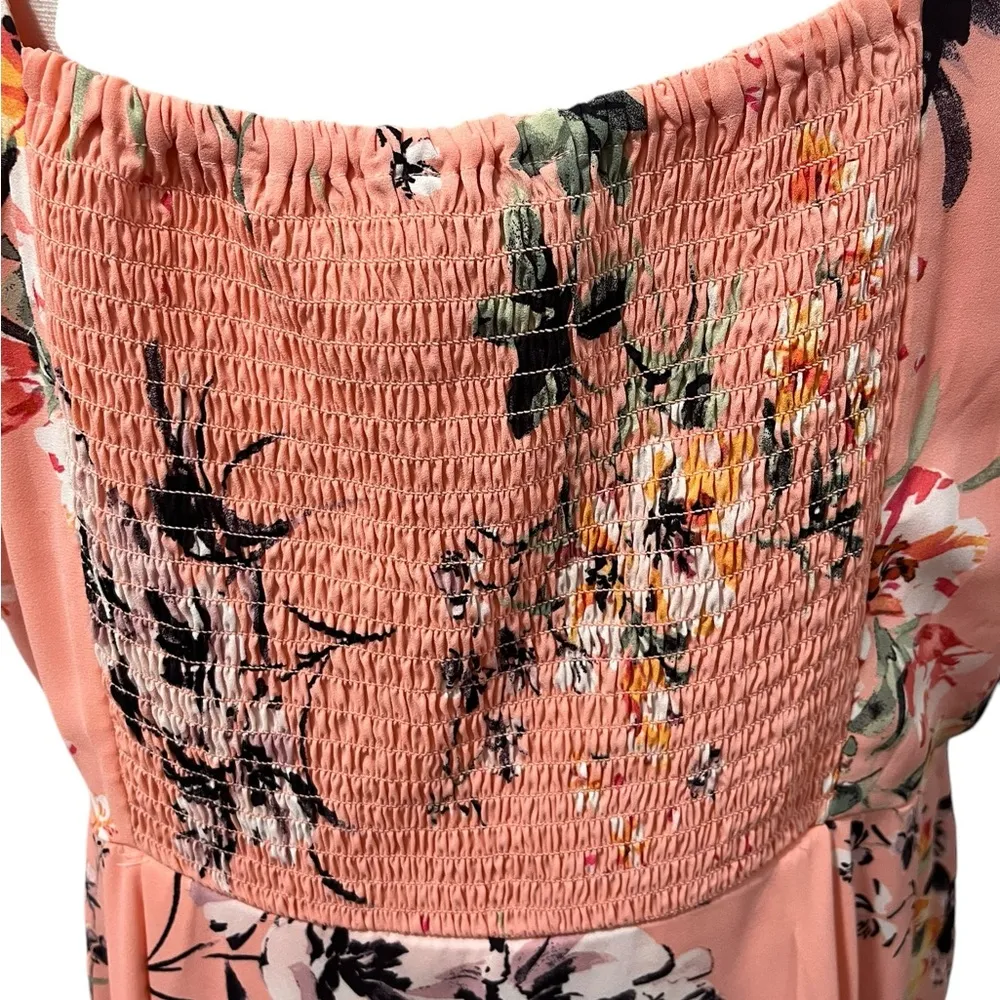 NWT LOFT Plus V Neck Peach Coral Floral Lined Dress Wedding Garden Tea Party 18 - Image 6