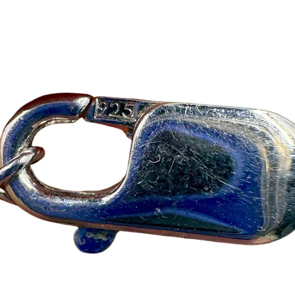 Turquoise Gemstone Beaded Necklace Sterling Silver Clasp Chunky Statement Blue - Image 8