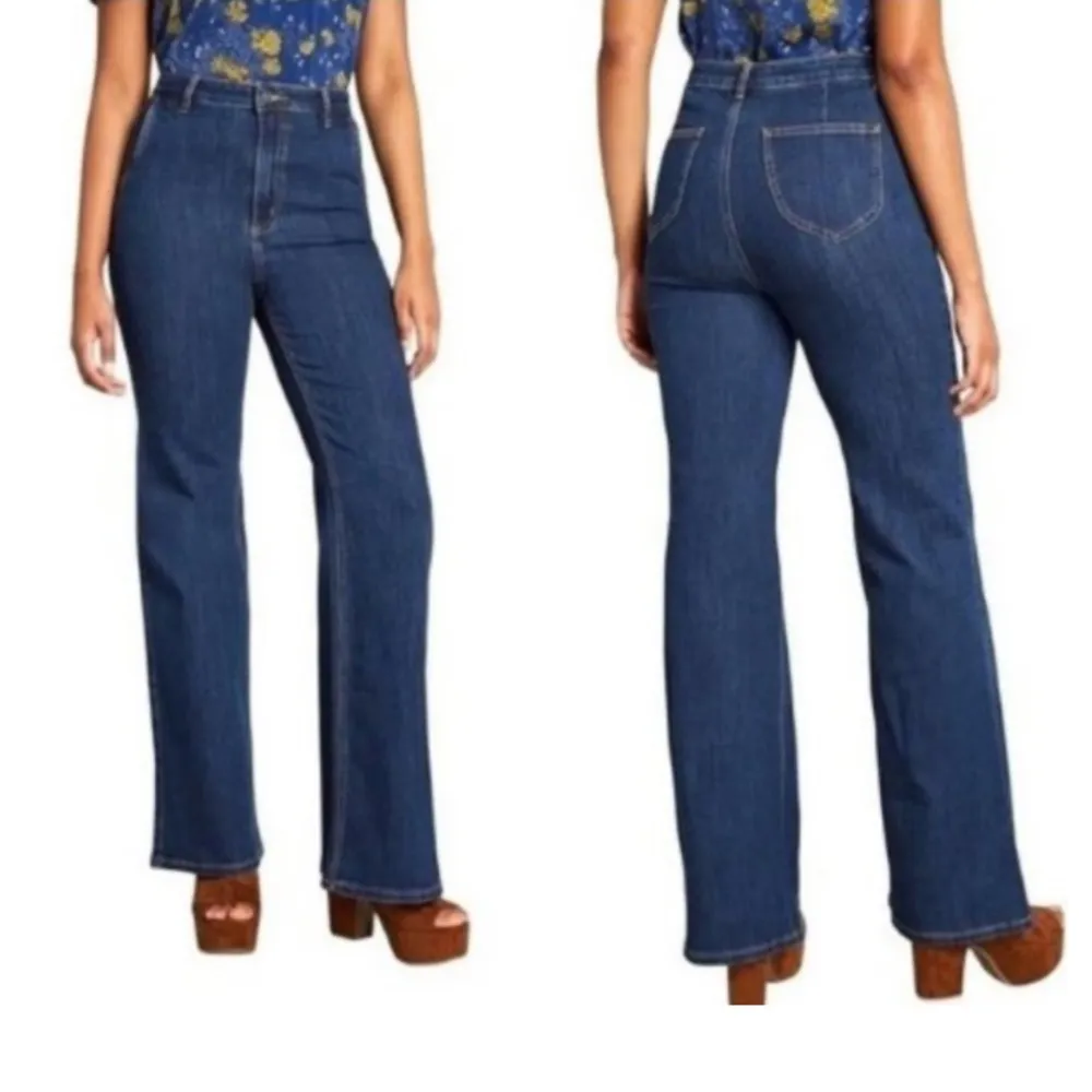 ModCloth The Grier Wide Leg Flare Jeans Ultra High Rise 90s Sz 16 Retro Vintage - Image 3