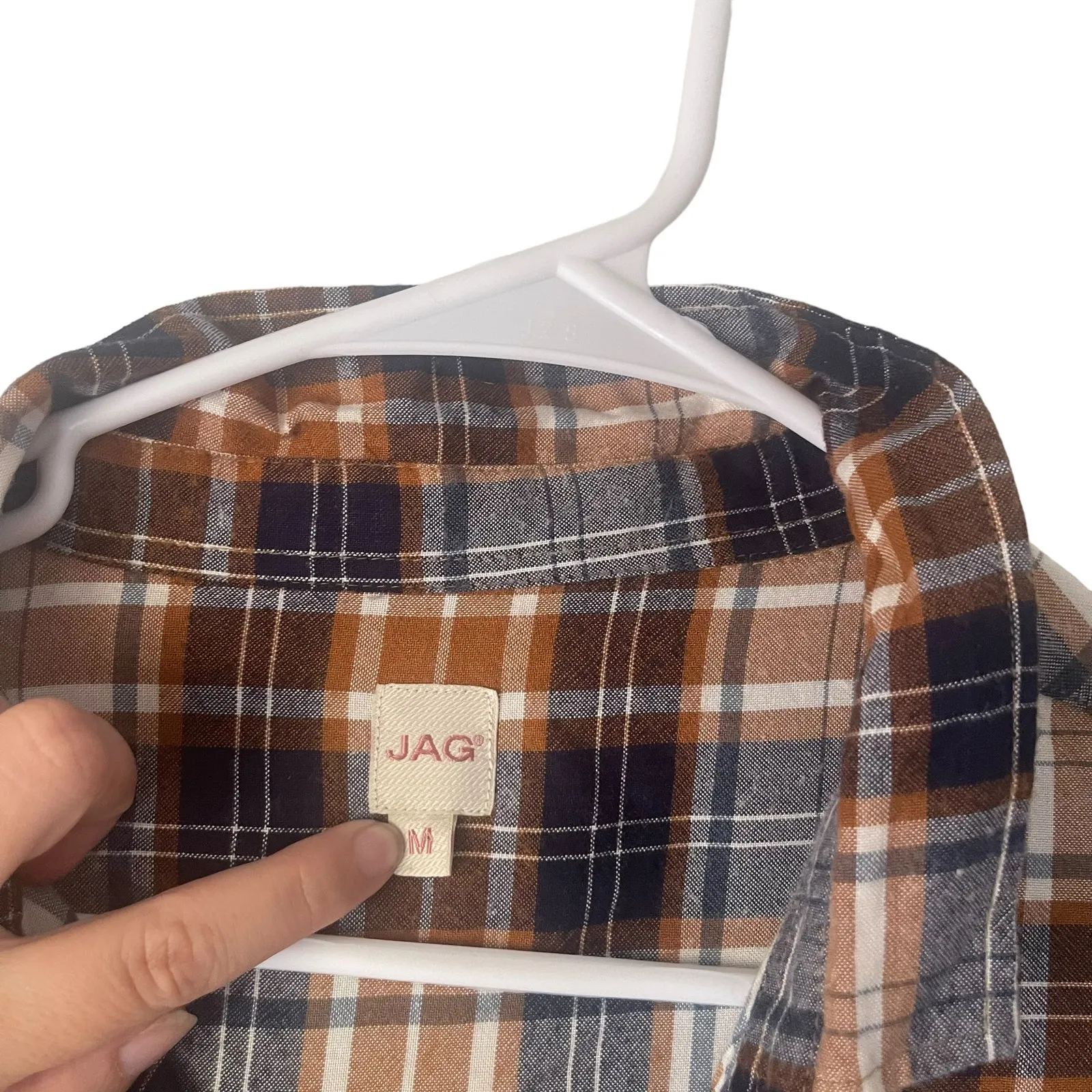 Jag jeans Jag Women's Size Medium Plaid Brown‎ Blue Button Tunic Top - Image 8