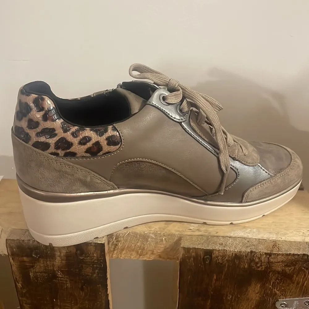 Geox respira sneaker metallic brown suede leather zip fashion shoe Sz 10 - Image 4