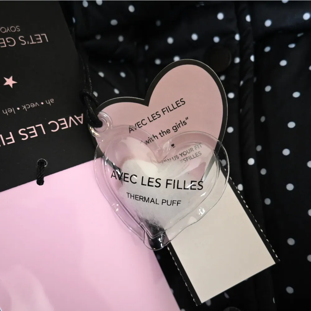 Avec Les Filles Womens L Water Resistant Puffer Jacket in Black White Dot NEW - Image 9