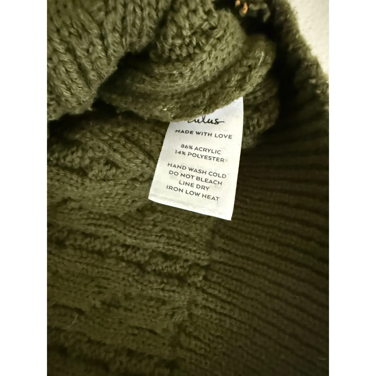 Lulu's Fresh Perspective Olive Green Cable Knit Sweater Dress Small Holiday Xmas - Image 5