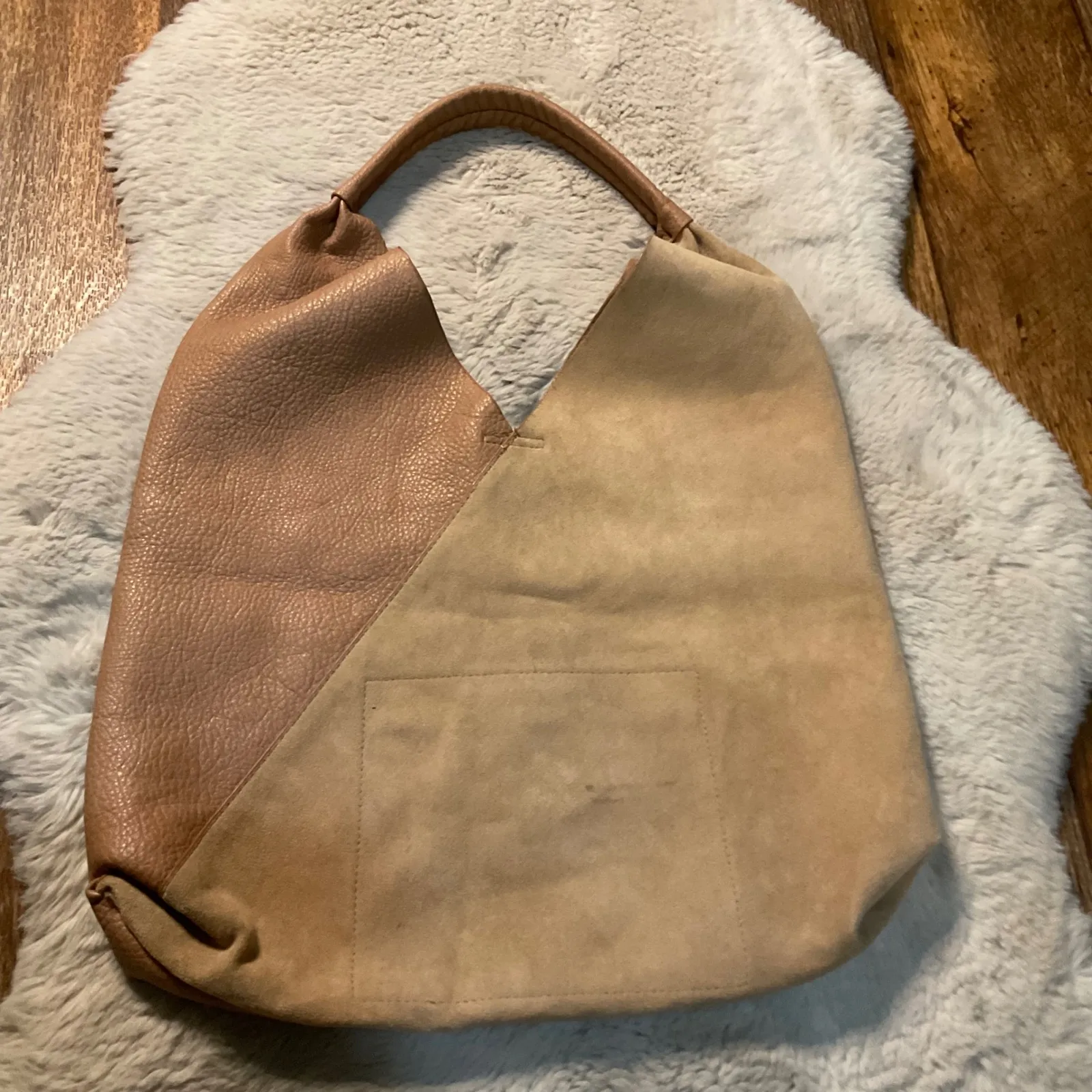 Shiraleah‎ Arden Tote Shoulder Bag Vegan Leather Suede Tan Purse Camel - Image 4