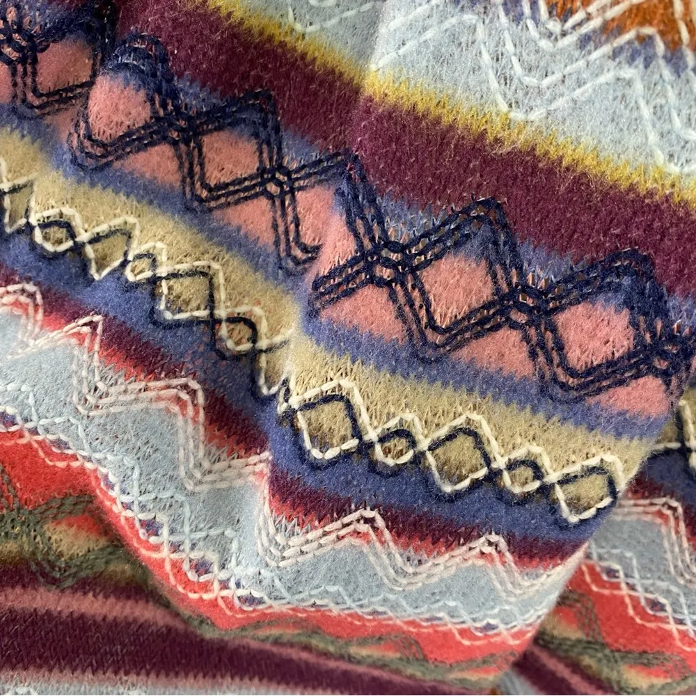 Vintage 70s Fairisle Embroidered Sweater Knit Strapless Tube Dress OS S/M/L Size M - Image 4