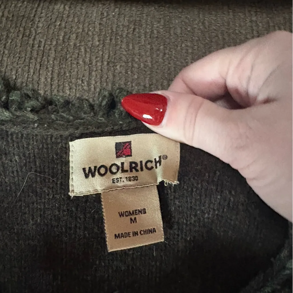 Woolrich Pure Lambs Wool Fringe Collar Button Sweater Vest Striped Green Medium - Image 6