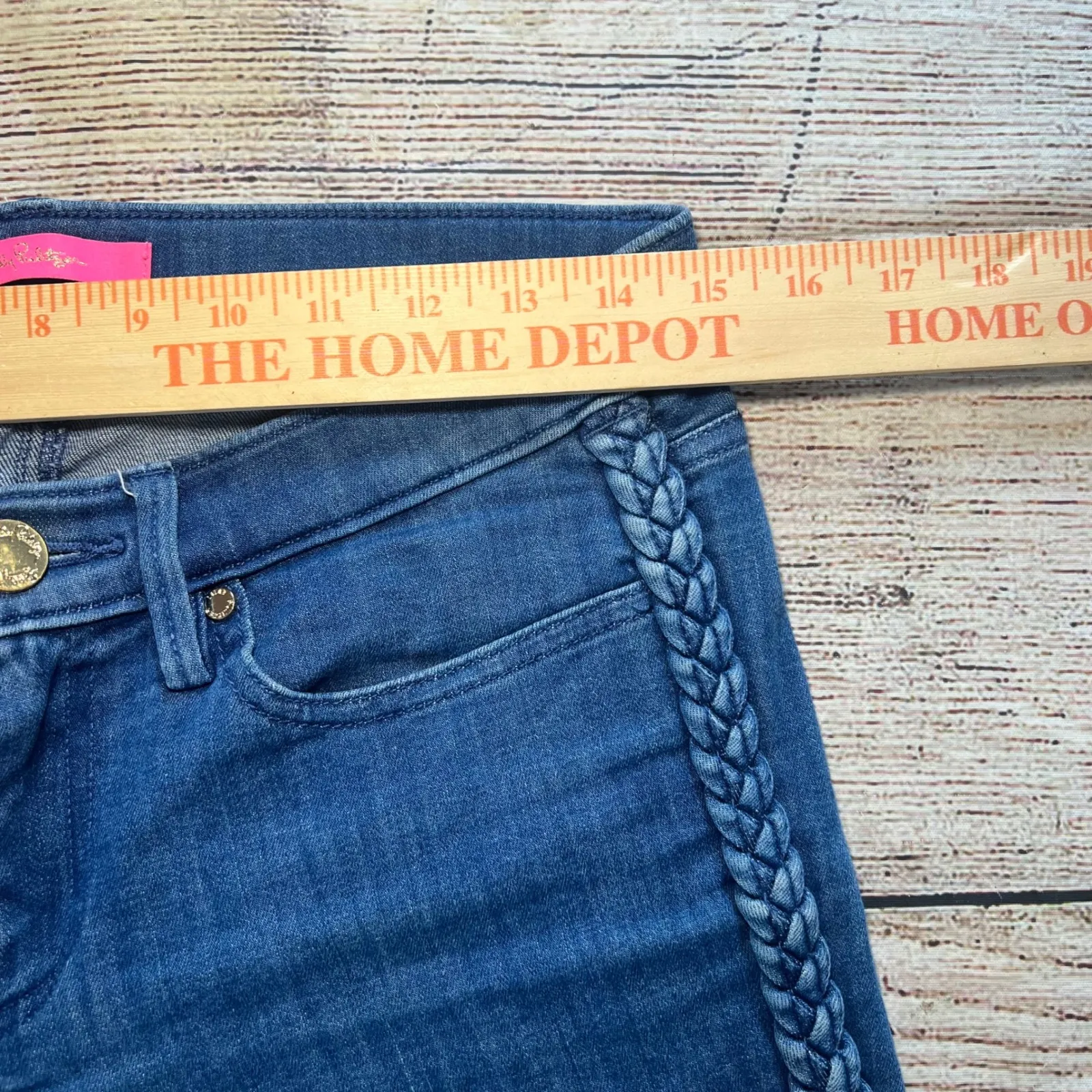 Lilly‎ Pulitzer Women's Denim Braided Trim Jeans Size 6 Low Rise Straight Leg - Image 7