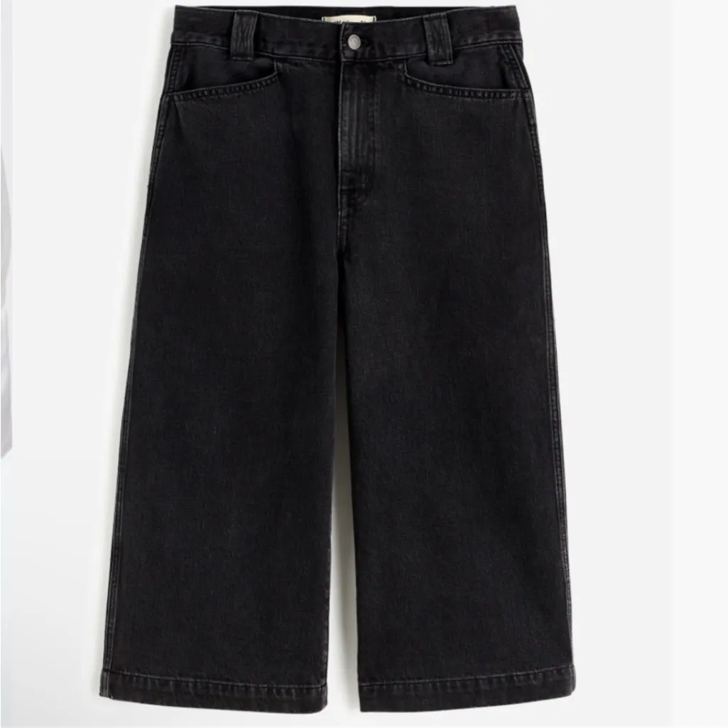Madewell Denim Culottes Mid Rise Wide Leg Black size 30 New With Tags - Image 2
