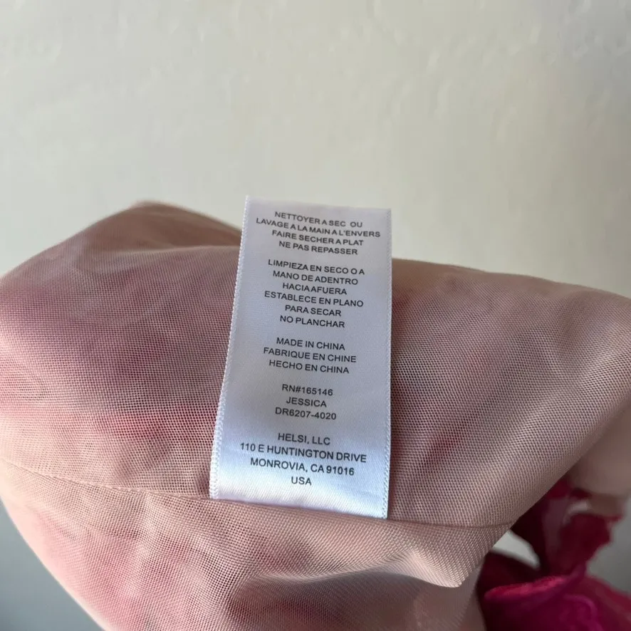 Helsi Embroidered Floral Pink Strapless Lace Up Corset‎ Back Midi Gown Size XL - Image 13