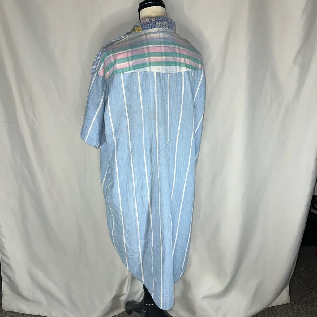 Vintage Patchwork Dress Made In Pakistan Chandni Cotton, One Size Fits All Blue - Image 4