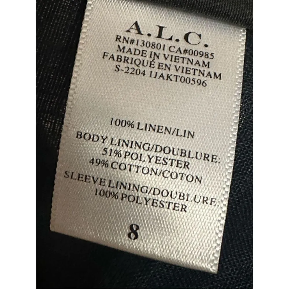 A.L.C Blazer 100 % linen/ 45% Cotton size 8 Black - Image 4